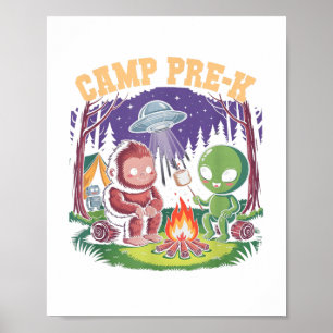Schattig Kamp Voor-kleuters Alien Kampeerterrein B Poster