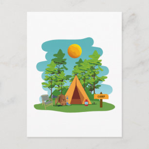 Schattig kamperen, wandelen en de natuur buiten briefkaart