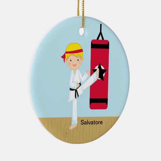 Schattig karate Boy Ornament (Rechts)