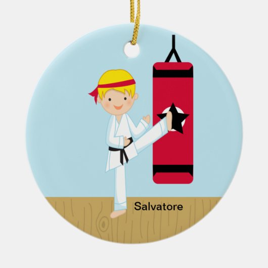 Schattig karate Boy Ornament (Voorkant)