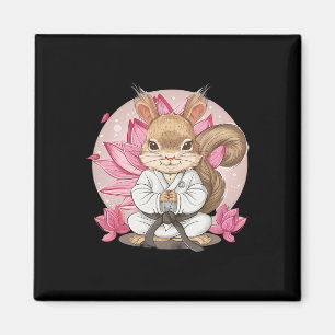 Schattig Karate Eekhoorn Lotus Bloem Kung Fu Mma T Magneet