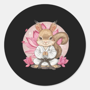 Schattig Karate Eekhoorn Lotus Bloem Kung Fu Mma T Ronde Sticker