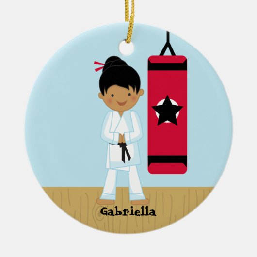 Schattig karate Girl Ornament (Voorkant)