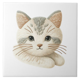 Schattig Kat Decor Geborduurde Kat Keramische Tege Tegeltje