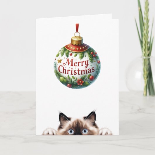 Schattig Kat Funny Cat Christmas Kaart (Voorkant)