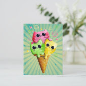 Schattig kat ijs briefkaart (Staand voorkant)