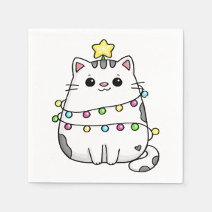 Schattig kat kerst ontwerp servet