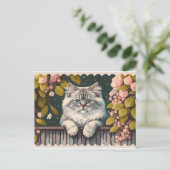 schattig kat kunst kitten grappig dier katten feestdagenkaart (Staand voorkant)