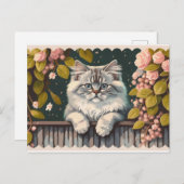 schattig kat kunst kitten grappig dier katten feestdagenkaart (Voorkant / Achterkant)