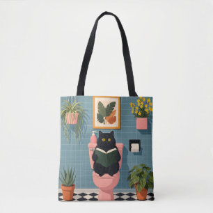 Schattig kat liefhebber boek badkamer kunst draagtas