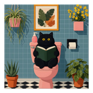 Schattig kat liefhebber boek badkamer kunst perfect poster
