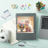 Schattig Kat met bloemenboeket Sticker (iPad Cover)