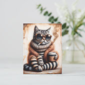 Schattig Kat met koffie Briefkaart (Staand voorkant)