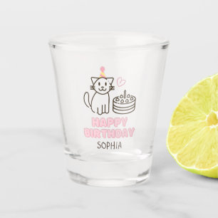 Schattig katje in een 'Birthday' Pet-blaasglas Shot Glas
