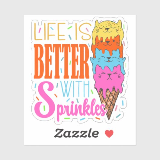 Schattig katten leven is beter met sprenkels kat l sticker (Vel)
