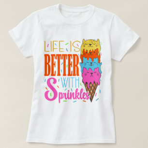Schattig katten leven is beter met sprenkels kat l t-shirt