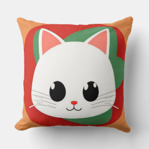 Schattig kattengezicht in cartoonstijl met vet gra kussen