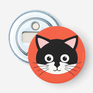 Schattig Kattengezicht Levendige Illustratie Button Flesopener