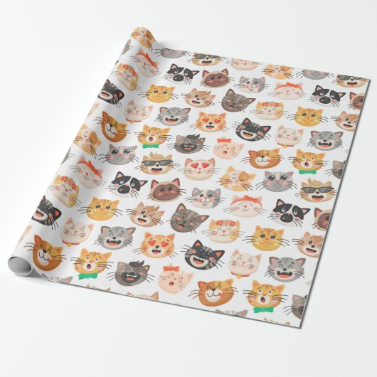Schattig kattenpapier cadeaupapier (Uitgerold)