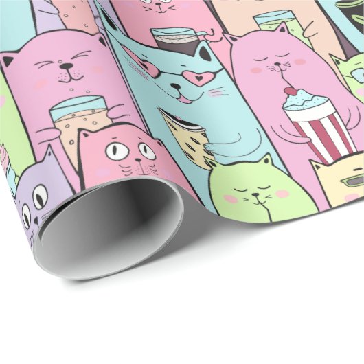 Schattig kattenpapier cadeaupapier (Rol Hoek)