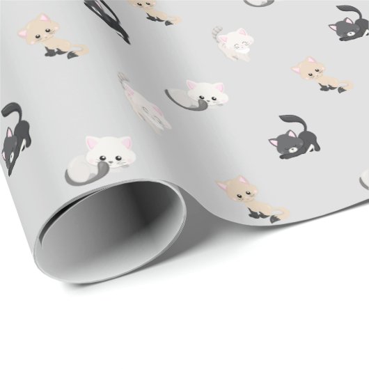 Schattig kattenpatroon cadeaupapier (Rol Hoek)