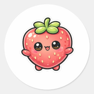 Schattig Kawaii Aardbeien Karakter Ronde Sticker