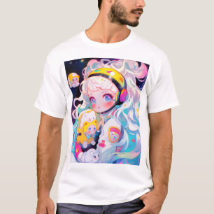 Schattig Kawaii anime meisje in de ruimte T-shirt