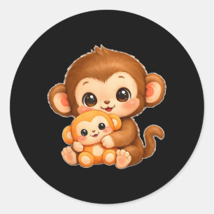 Schattig Kawaii Apen Vuist Baby Grafisch Grote Lie Ronde Sticker
