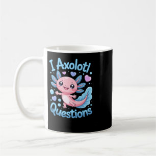 Schattig Kawaii Axolotl Vragen Blauw En Roze Koffiemok