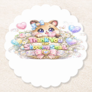 Schattig Kawaii Bedankt Voor Winkelen Kleine Kat S Kartonnen Onderzetters