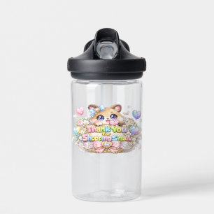 Schattig Kawaii Bedankt Voor Winkelen Kleine Kat S Waterfles