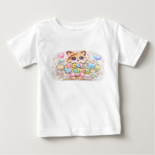 Schattig Kawaii Beste Wensen Kat Pastel Roze Bloem