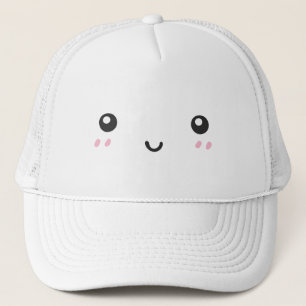 Schattig Kawaii Blozend Gelukkig Gezicht Minimalis Trucker Pet