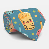 Schattig Kawaii Boba Drink Design Stropdas (Opgerold)