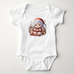 Schattig Kawaii Chibi Anime Meisje Sinterklaas Ker Romper