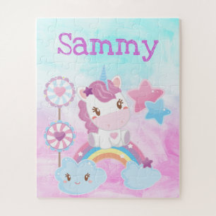 Schattig Kawaii Dromerige Eenhoorn Regenboog Wolk Legpuzzel