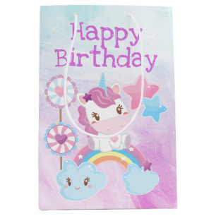 Schattig Kawaii Droomachtig Eenhoorn Regenboog Ver Medium Cadeauzakje