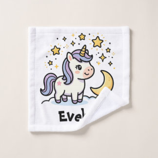 Schattig Kawaii Eenhoorn met Magische Maan & Sterr Washandje