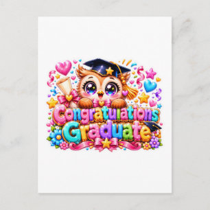 Schattig Kawaii Felicitaties Afgestudeerde Uil Pas Briefkaart