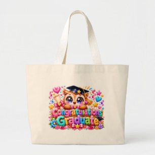 Schattig Kawaii Felicitaties Afgestudeerde Uil Pas Grote Tote Bag