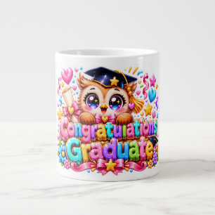 Schattig Kawaii Felicitaties Geslaagd Uil Pastel P Extra Grote Beker