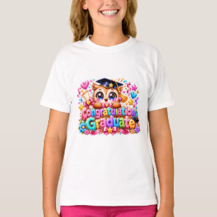 Schattig Kawaii Felicitaties Geslaagd Uil Pastel P T-shirt