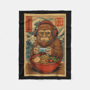 Schattig Kawaii Gamer Bigfoot Ramen Retro Japanse  Fleece Deken