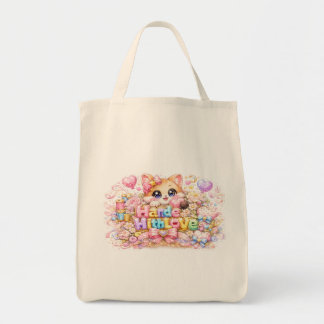 Schattig Kawaii Gemaakt Met Liefde Kat Naam Pastel Tote Bag