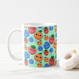 Schattig Kawaii Groen Oranje Blauwe Fruit Koffiemok