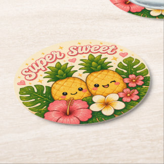 schattig kawaii hawaii ronde kartonnen onderzetter