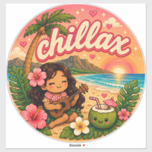 schattig kawaii hawaii sticker