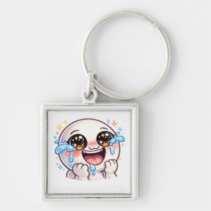 Schattig Kawaii Huilend Lachend van Geluk Gelukkig Sleutelhanger