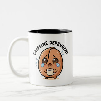 Schattig Kawaii Huilende Koffieboon Cafeïne Versla Tweekleurige Koffiemok