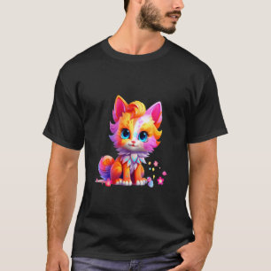 Schattig Kawaii Katachtig Jong Dier Grote Ogen Kle T-shirt